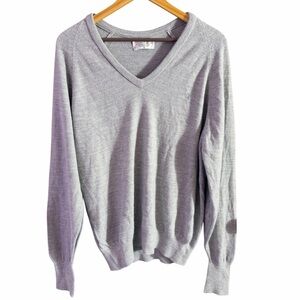 Vintage Christian Dior Grey Acrylic V-Neck Sweater Mens Size Medium